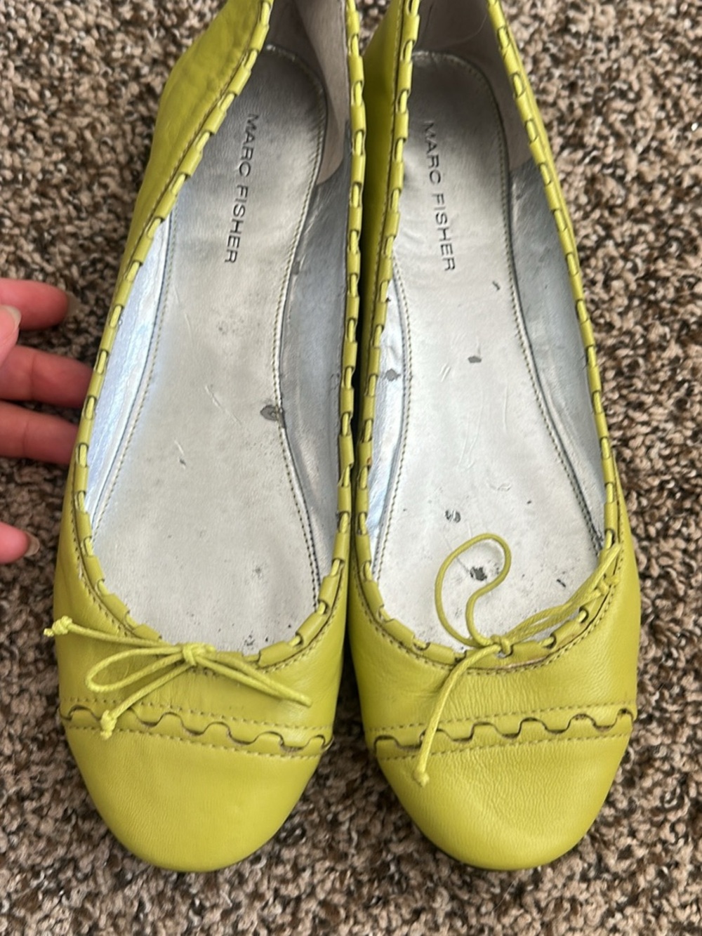 Marc Fisher Women’s Yellow Leather Ballet Flats